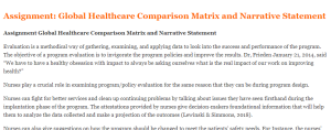 Assignment Global Healthcare Comparison Matrix and Narrative Statement
