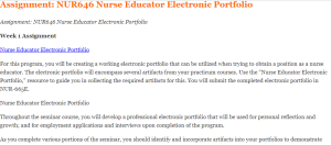 Assignment NUR646 Nurse Educator Electronic Portfolio