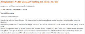 Assignment: NURS-4211 Advocating for Social Justice