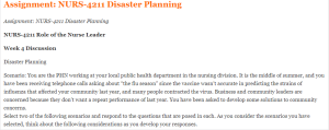 Assignment NURS-4211 Disaster Planning