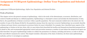 Assignment NURS4006 Epidemiology Define Your Population and Selected Problem