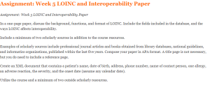 Assignment Week 5 LOINC and Interoperability Paper