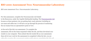 BIO 1000 Assessment Two  Neuromuscular Laboratory