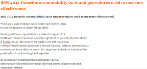 BSN 4012 Describe accountability tools and procedures used to measure effectiveness