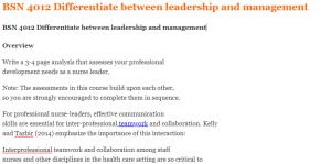 BSN 4012 Differentiate between leadership and management