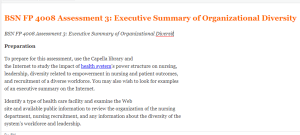 BSN FP 4008 Assessment 3  Executive Summary of Organizational Diversity