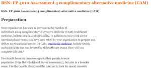 BSN- FP 4010 Assessment 4 complimentary alternative medicine (CAM)