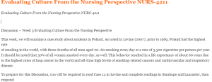 Evaluating Culture From the Nursing Perspective NURS-4211
