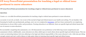 FP 6103 PowerPoint presentation for teaching a legal or ethical issue pertinent to nurse educators