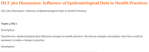 HLT 362 Discussion Influence of Epidemiological Data in Health Practices