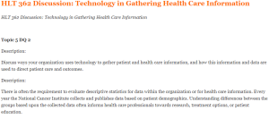 HLT 362 Discussion Technology in Gathering Health Care Information