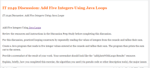 IT 2249 Discussion  Add Five Integers Using Java Loops