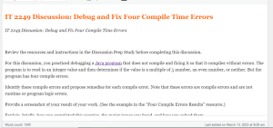 IT 2249 Discussion  Debug and Fix Four Compile Time Errors