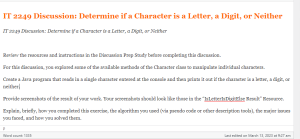 IT 2249 Discussion Determine if a Character is a Letter, a Digit, or Neither