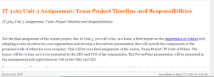 IT 3165 Unit 3 Assignment  Team Project Timeline and Responsibilities