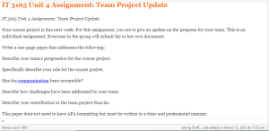 IT 3165 Unit 4 Assignment  Team Project Update