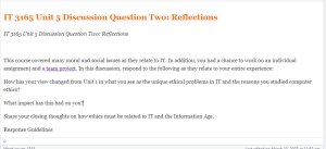 IT 3165 Unit 5 Discussion Question Two  Reflections