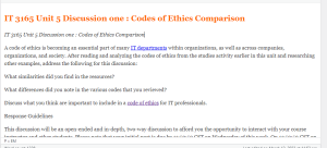 IT 3165 Unit 5 Discussion one  Codes of Ethics Comparison