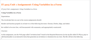 IT 3215 Unit 1 Assignment Using Variables in a Form