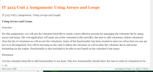 IT 3215 Unit 2 Assignment Using Arrays and Loops