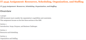 IT 3345 Assignment  Resources, Scheduling, Organization, and Staffing