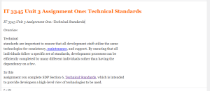 IT 3345 Unit 3 Assignment One Technical Standards