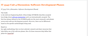 IT 3345 Unit 4 Discussion  Software Development Phases