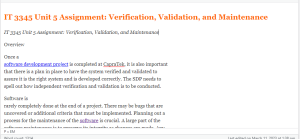 IT 3345 Unit 5 Assignment  Verification, Validation, and Maintenance