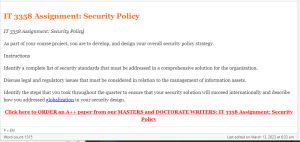 IT 3358 Assignment  Security Policy