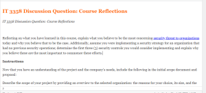 IT 3358 Discussion Question  Course Reflections