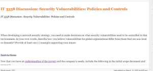 IT 3358 Discussion  Security Vulnerabilities  Policies and Controls