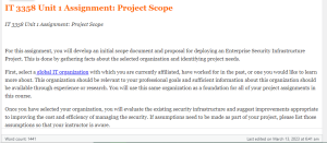 IT 3358 Unit 1 Assignment  Project Scope