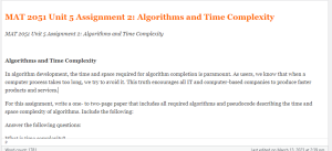 MAT 2051 Unit 5 Assignment 2  Algorithms and Time Complexity