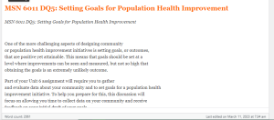MSN 6011 DQ5  Setting Goals for Population Health Improvement