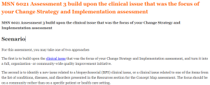 MSN 6021 Assessment 3 build upon the clinical issue that was the focus of your Change Strategy and Implementation assessment