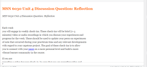 MSN 6030 Unit 4 Discussion Question Reflection