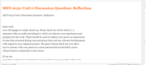 MSN 6030 Unit 6 Discussion Question  Reflection