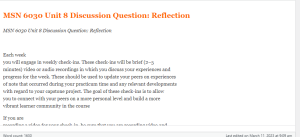 MSN 6030 Unit 8 Discussion Question Reflection