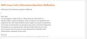 MSN 6030 Unit 9 Discussion Question  Reflection