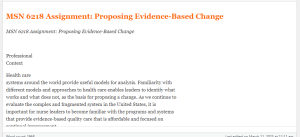 MSN 6218 Assignment   Proposing Evidence-Based Change