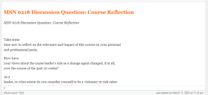 MSN 6218 Discussion Question  Course Reflection