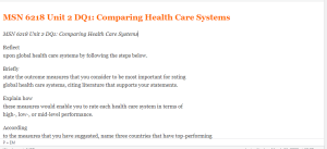 MSN 6218 Unit 2 DQ1  Comparing Health Care Systems