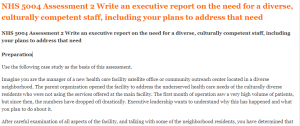 NHS 5004 Assessment 2 Write an executive report on the need for a diverse, culturally competent staff, including your plans to address that need