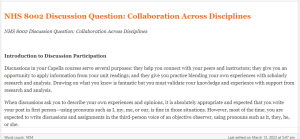 NHS 8002 Discussion Question Collaboration Across Disciplines