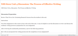 NHS 8002 Unit 4 Discussion The Process of Effective Writing