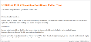 NHS 8002 Unit 5 Discussion Question 2  Father Time