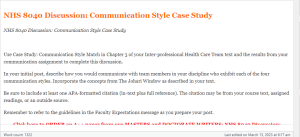 NHS 8040 Discussion  Communication Style Case Study