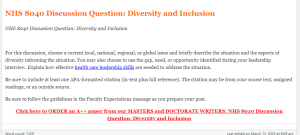 NHS 8040 Discussion Question  Diversity and Inclusion