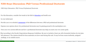 NHS 8050 Discussion  PhD Versus Professional Doctorate