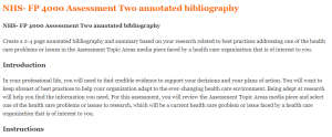 NHS- FP 4000 Assessment Two annotated bibliography